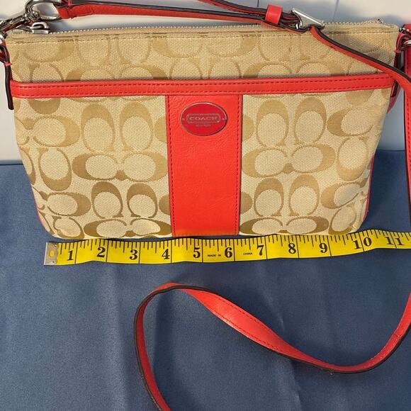 Coach Brown/Orange Signature Canvas and Leather Crossbody Bag - Picture 4 of 10